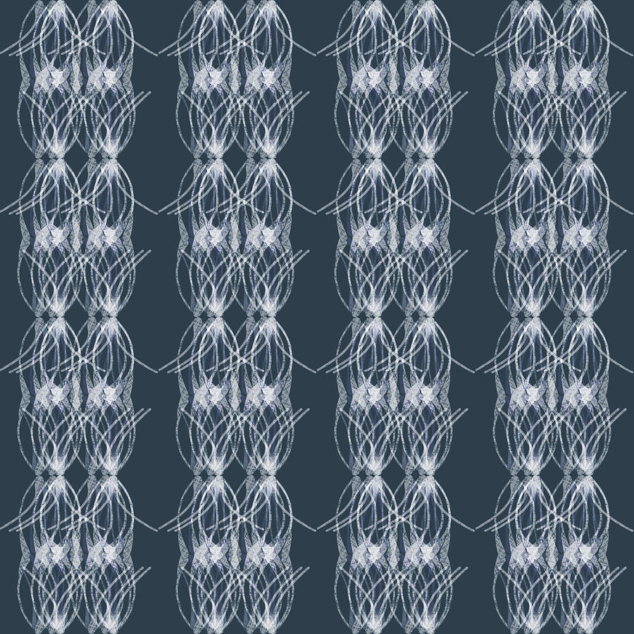 Pine Geometric Navy and White Digital Art by Sand And Chi