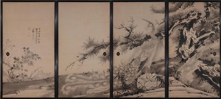 https://images.fineartamerica.com/images/artworkimages/mediumlarge/3/pine-tree-and-peacock-set-of-four-paintings-soga-sh-haku.jpg
