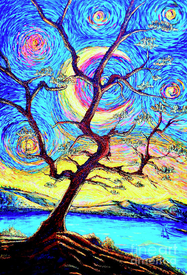 Pine Tree Painting by Viktor Lazarev