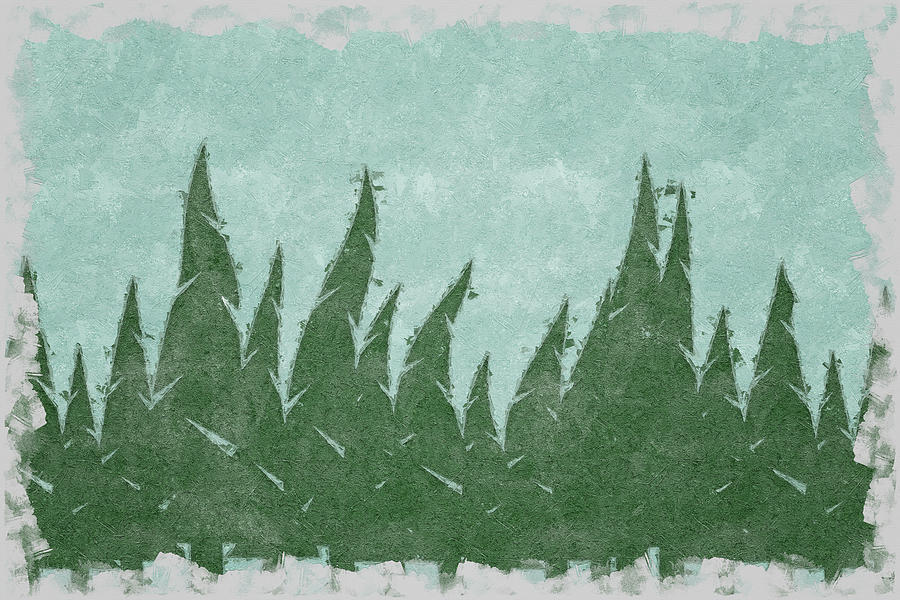 Pine Trees in the Mountains Digital Art by Alison Frank
