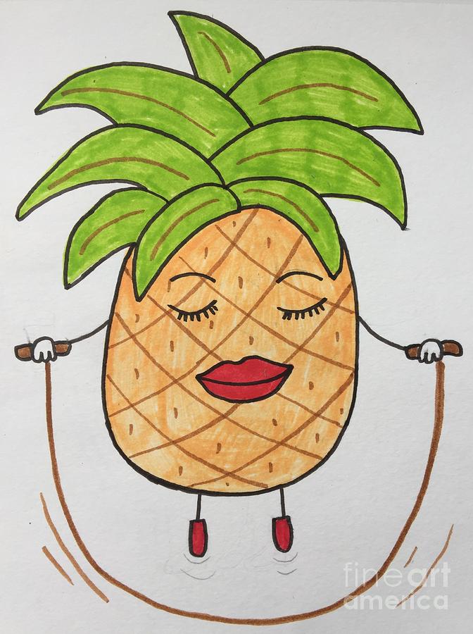 Fantasy Drawing - Pineapple Fitness by Irina Pokhiton