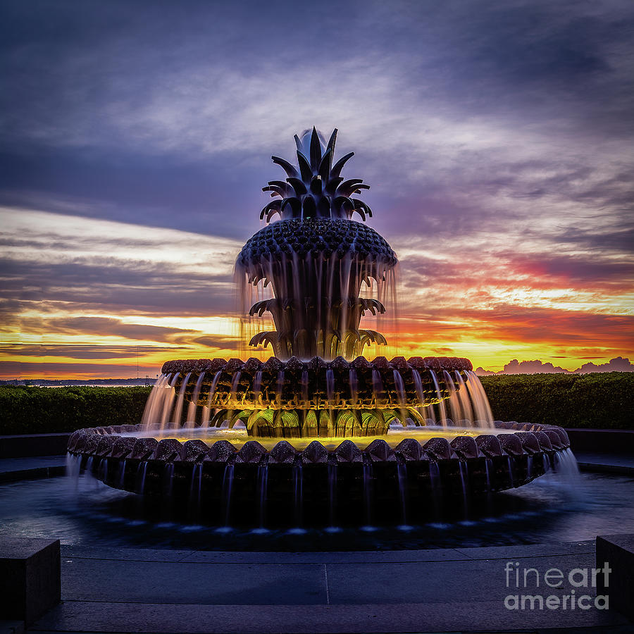 Pineapple Fountain at Dawn-1 Photograph by Charles Hite