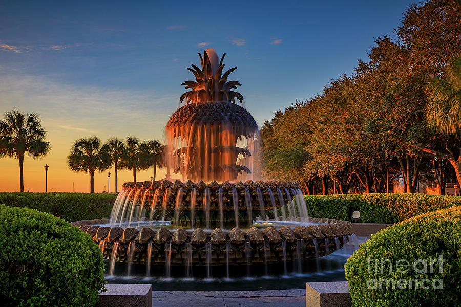 Architecture Photograph - Pineapple Fountain Dawn by Inge Johnsson