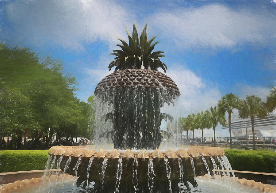 Pineapple Fountain Painting Painting by Dan Sproul