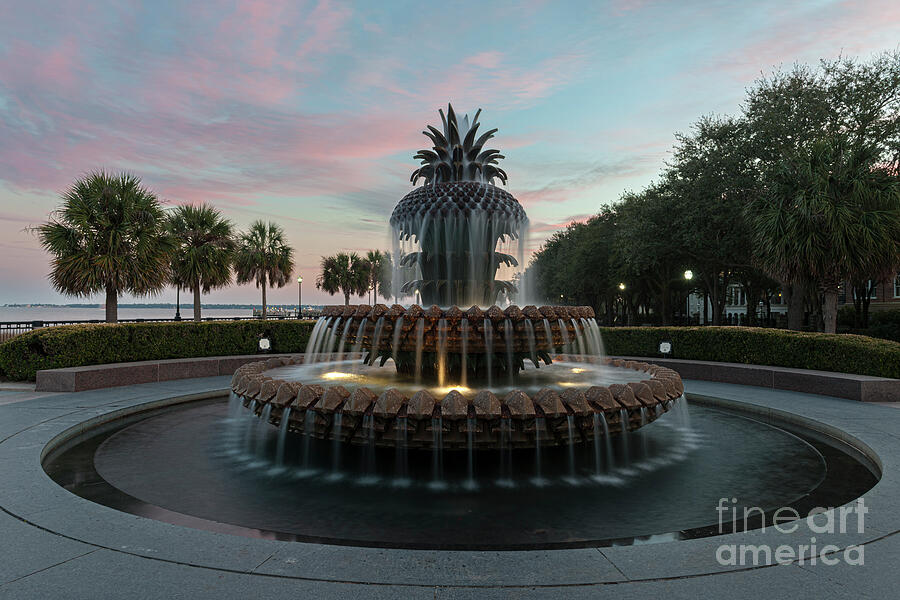 Pineapple Fountain - Waterfront Park - Charleston - SC Photograph by Dale Powell
