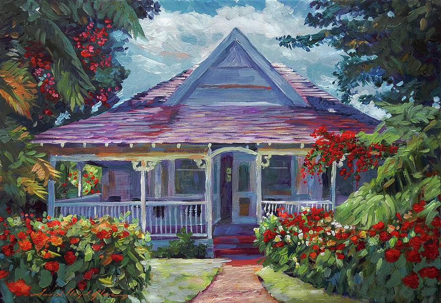 Pineapple House Hawaii Painting by David Lloyd Glover