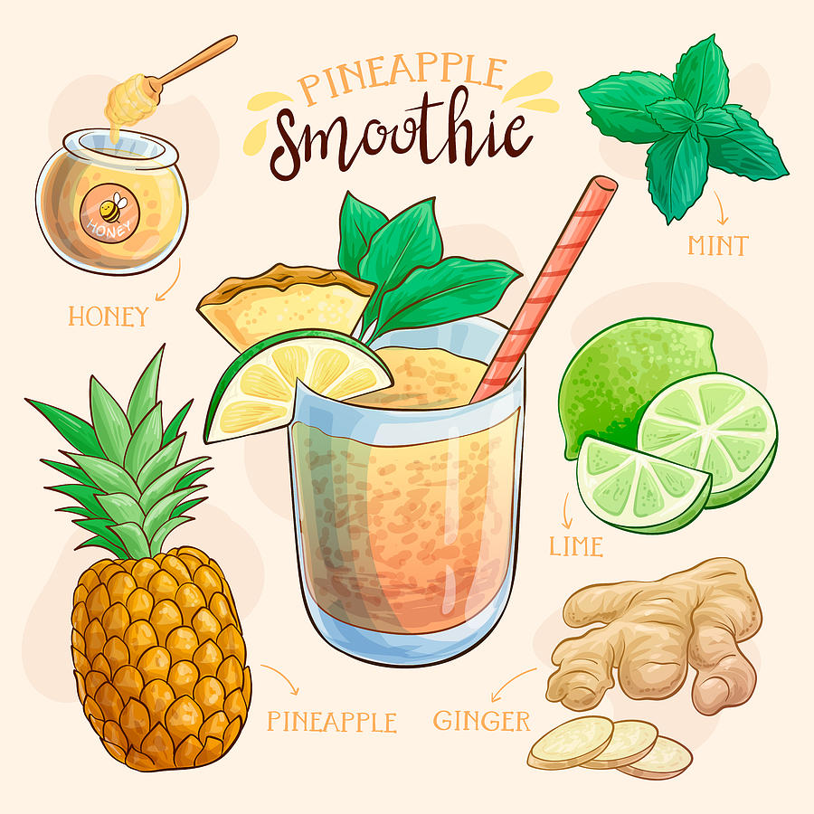 Pineapple Smoothie Recipe Drawing by Beautify My Walls - Pixels