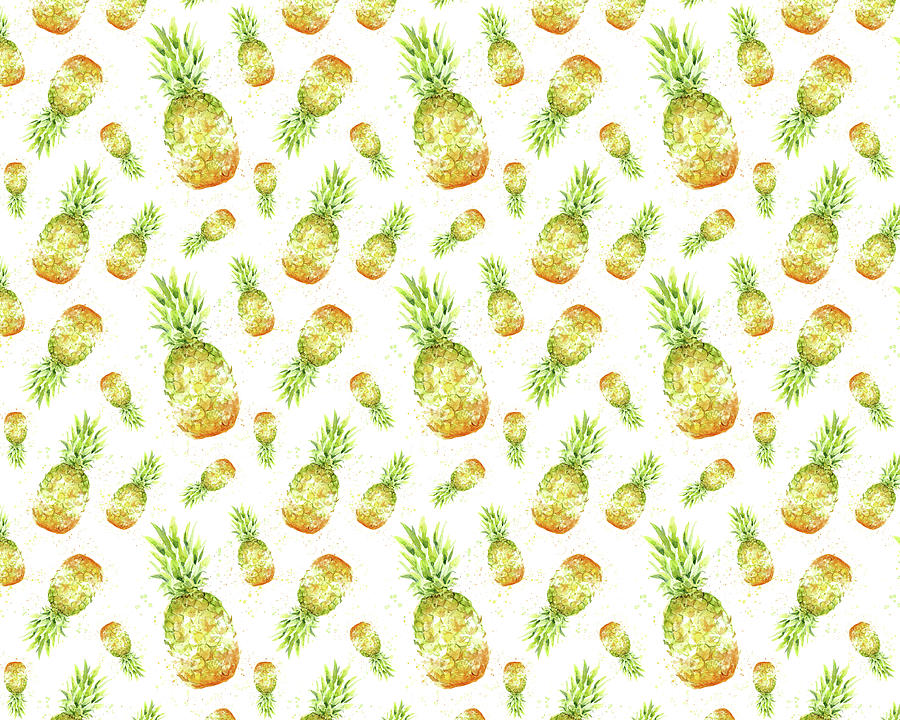 Pineapple Painting - Pineapple Tropical Pattern by Olga Shvartsur