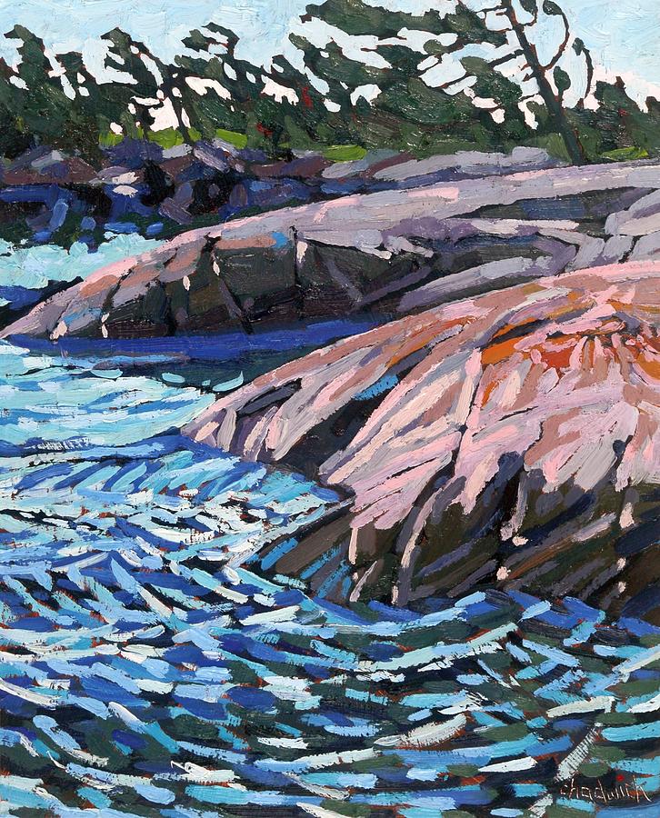 Pines Rock Water 2020 Painting by Phil Chadwick