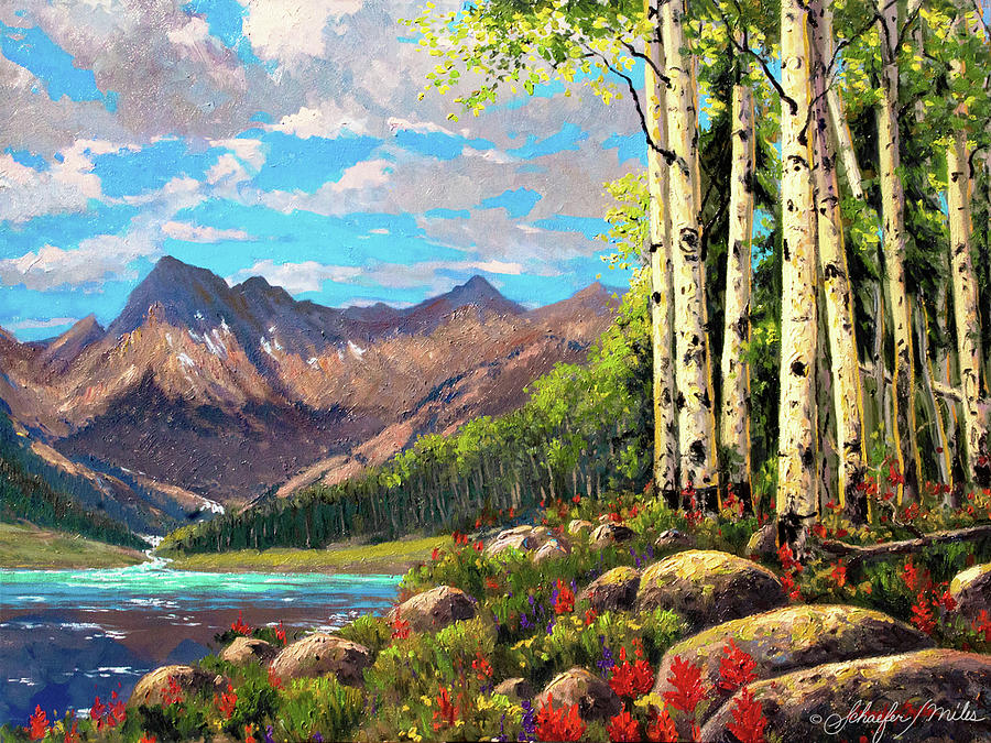 Piney Ranch Summer Rocky Mountains Painting by Kevin Wendy Schaefer Miles
