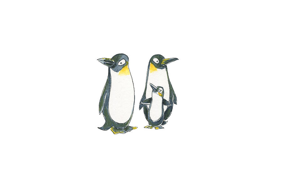 Pinguin Family Drawing by John Van der Maat - Pixels