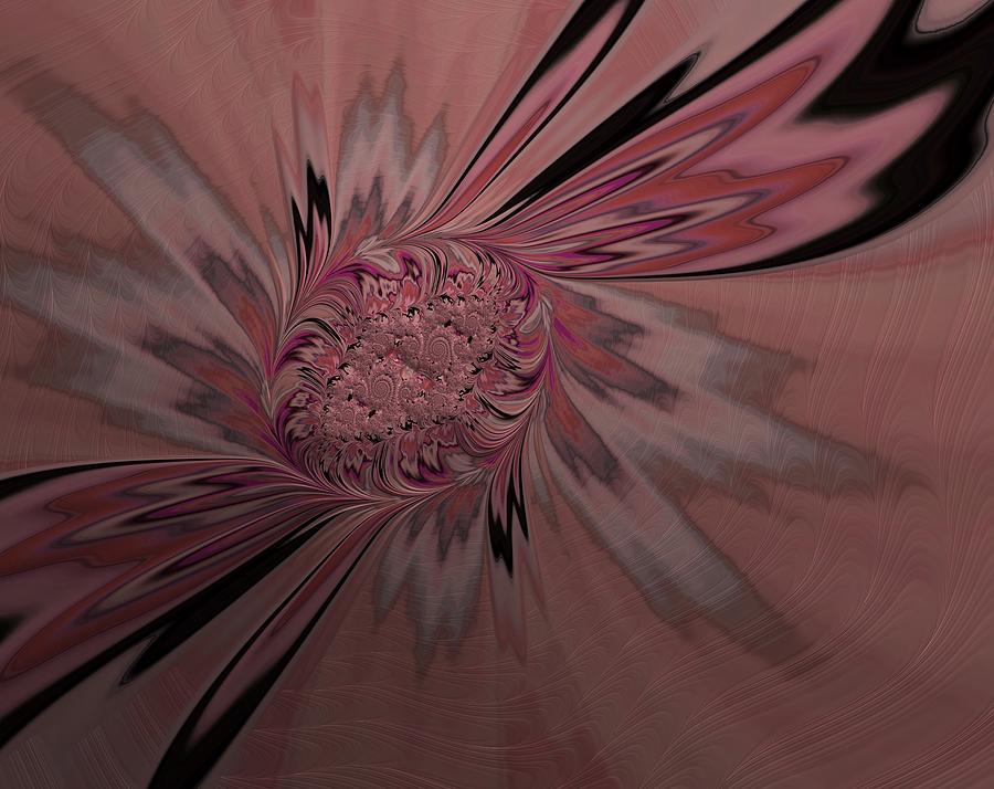 Pink Abstract Floral Digital Art by Bonnie Bruno