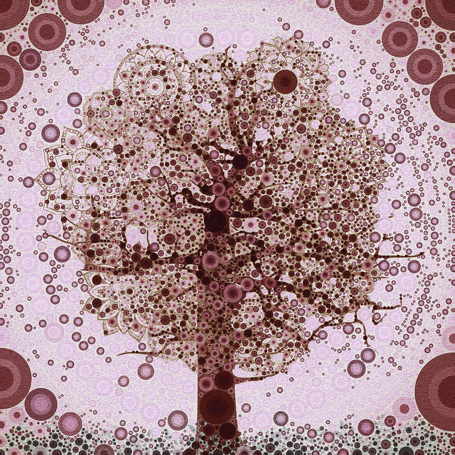 Pink Abstract Mandala Tree Digital Art by Peggy Collins