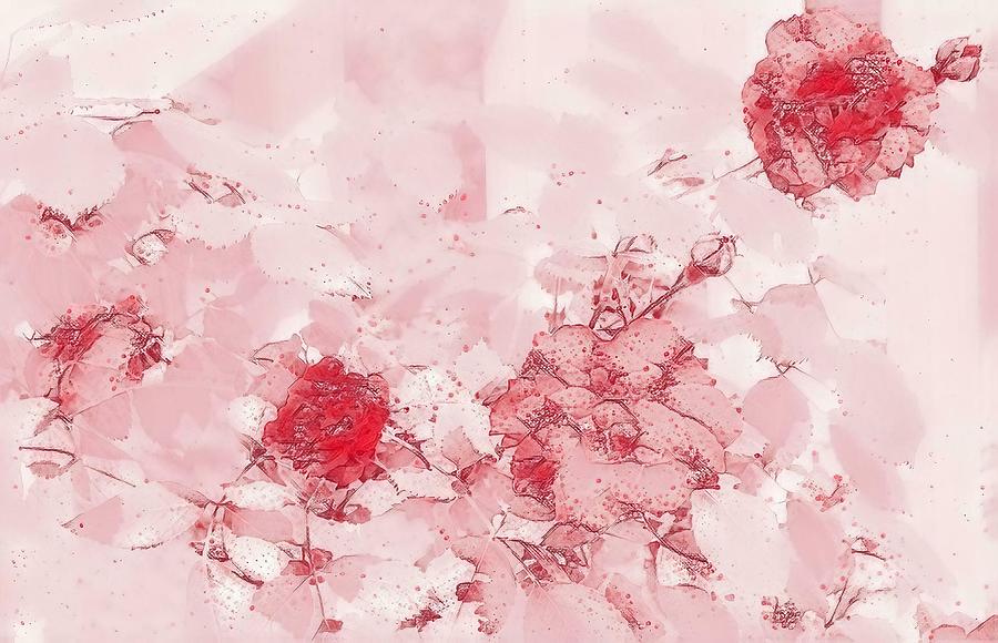 Pink Abstract Roses Digital Art