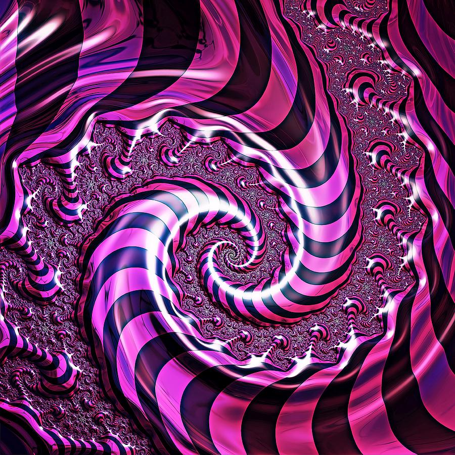 Pink and Black Spiral Illusion Digital Art by Yolanda Caporn