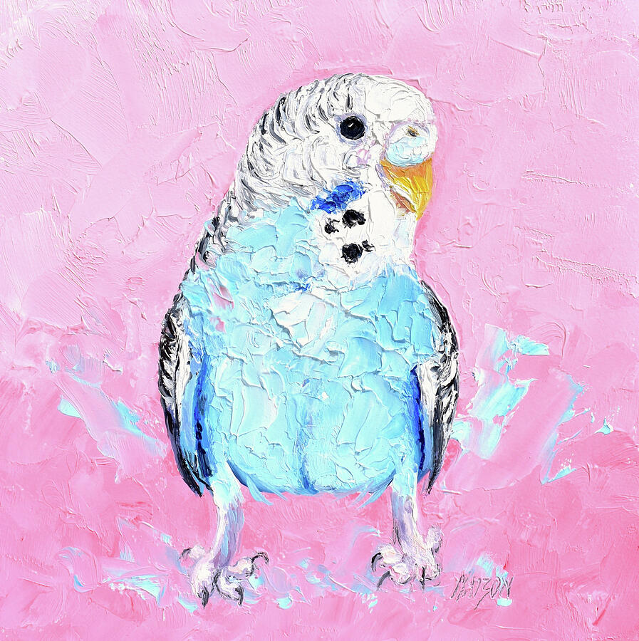 Pink and Blue a Budgies World Painting by Jan Matson Pink and Blue a Budgies World Painting by Jan Matson