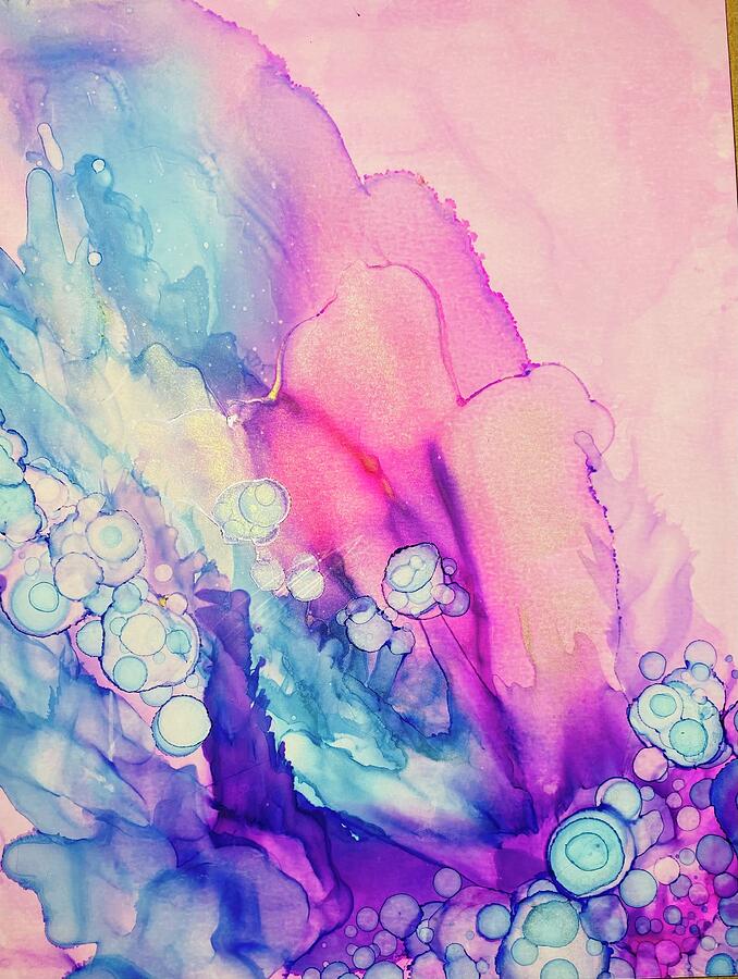 Pink and Blue Abstract Painting by Femina Photo Art By Maggie