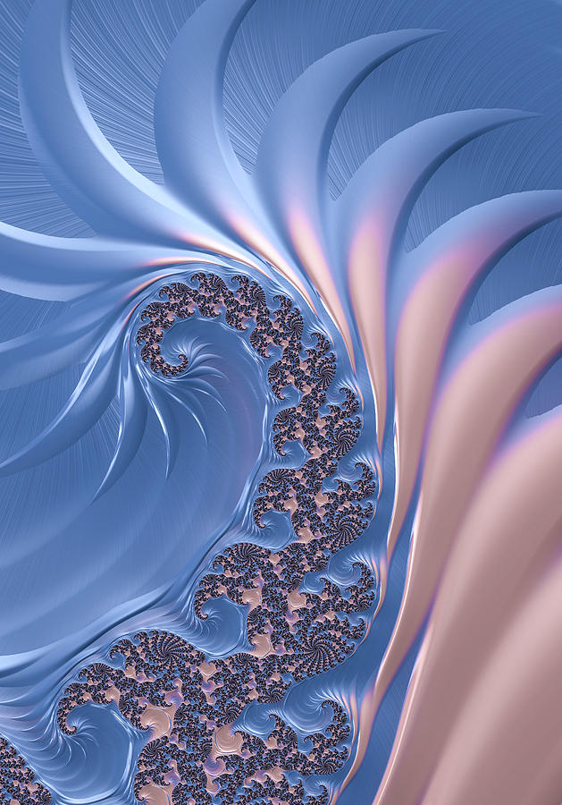 Pink and Blue Abstract Fractal Spiral Art 01 Digital Art by Matthias Hauser