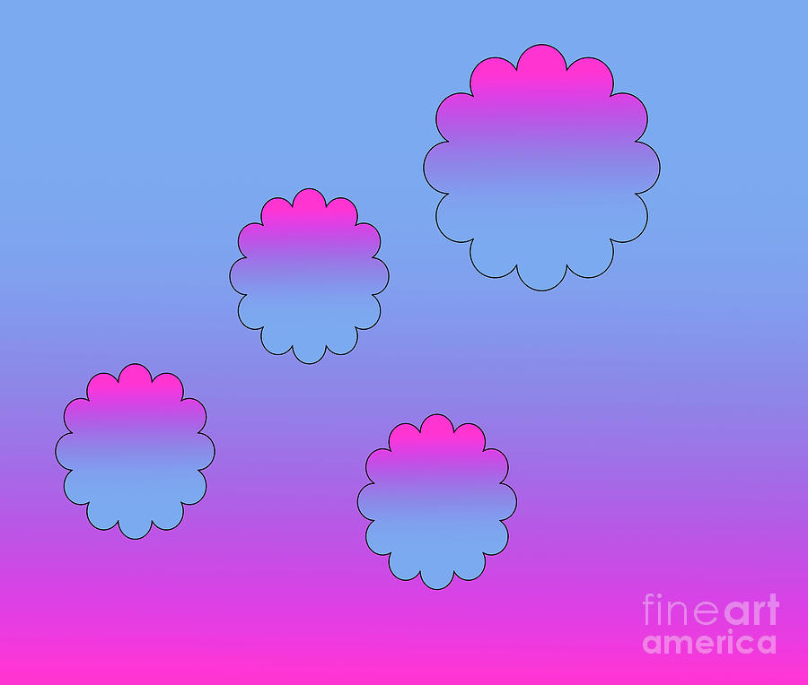 Pink and blue clouds on a pink and blue gradient background Digital Art ...