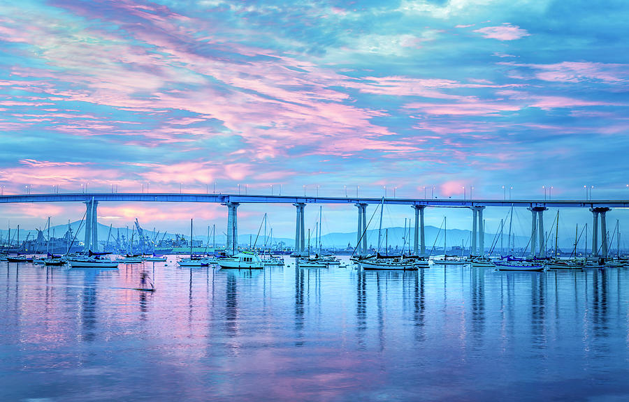 Pinks and Blues At The Coronado Bridge  Photograph by Joseph S Giacalone
