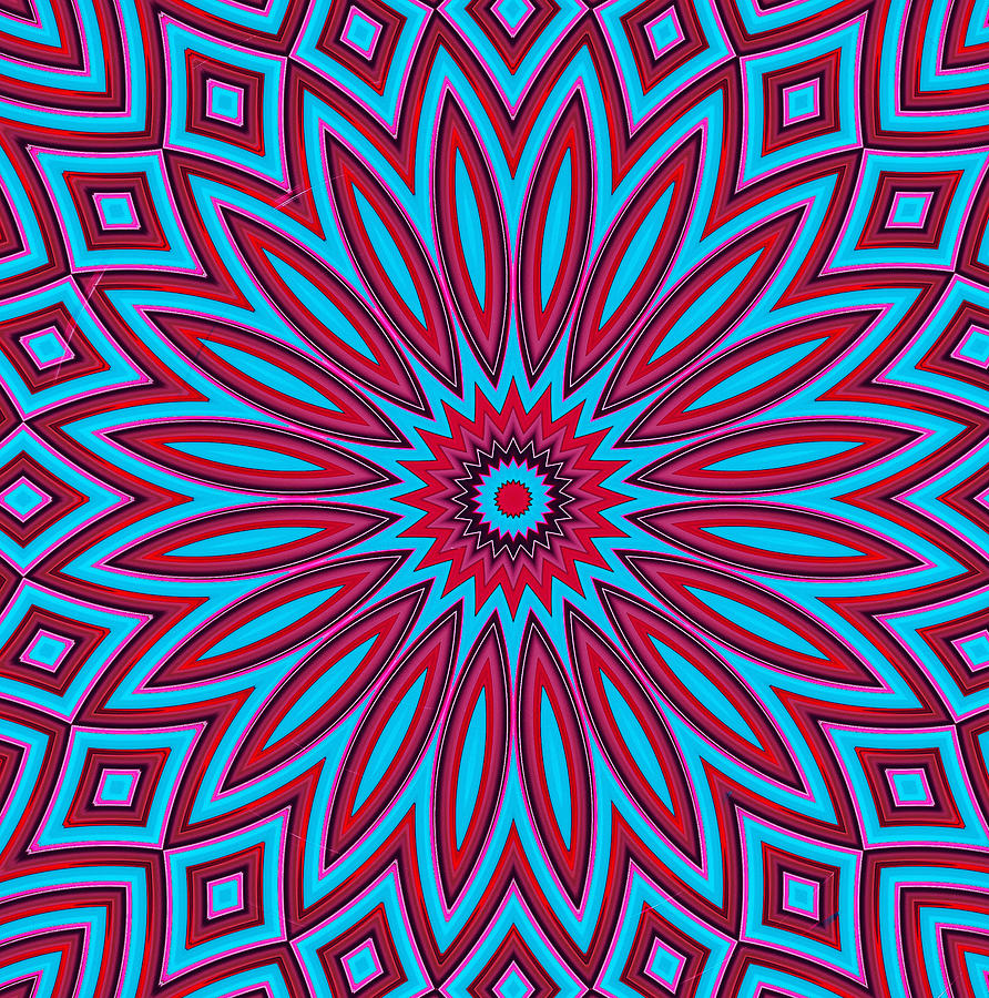 Pink and Blue Mandala Digital Art by Rachel Schwiebert - Fine Art America