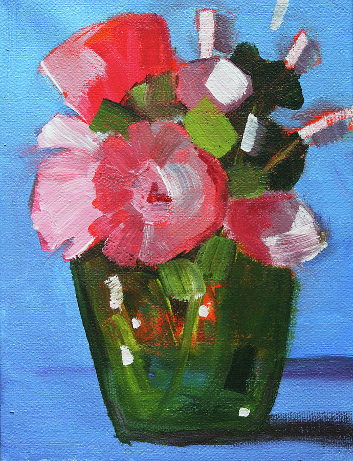 Pink and Blue Painting by Nancy Merkle