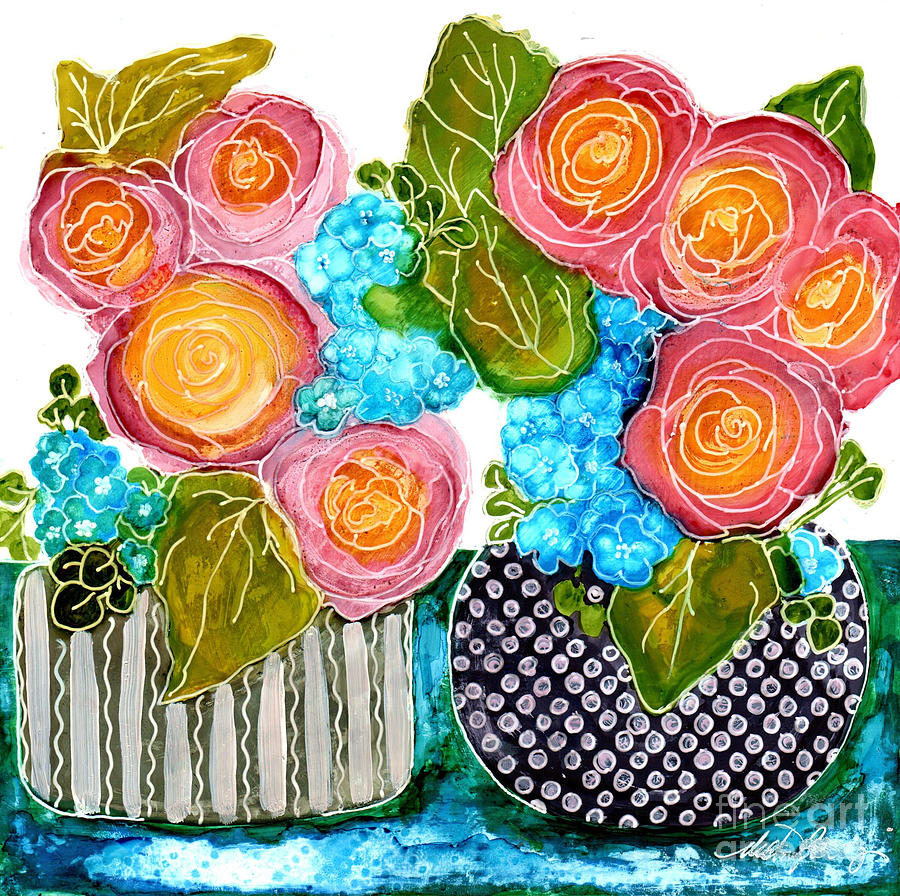 Pink and Blue Painting by Vicki Baun Barry