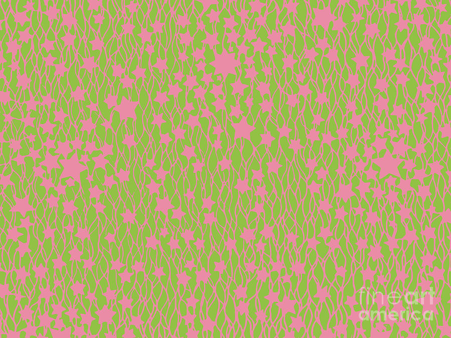 Pink And Green Alternative Ankara Stars Print Digital Art by Scheme Of Things Graphics