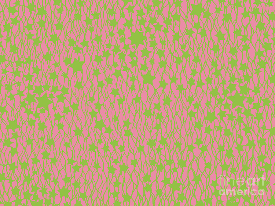 Pink And Green Ankara Stars Print Digital Art by Scheme Of Things Graphics