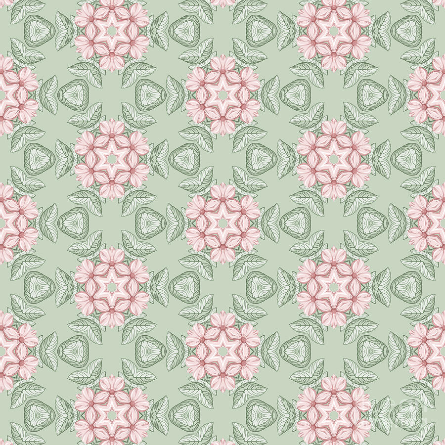 Pink And Green Flower Pattern Photograph
