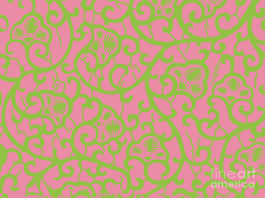 Pink And Green Other Alternative Ankara Big Vines Print Digital Art by Scheme Of Things Graphics