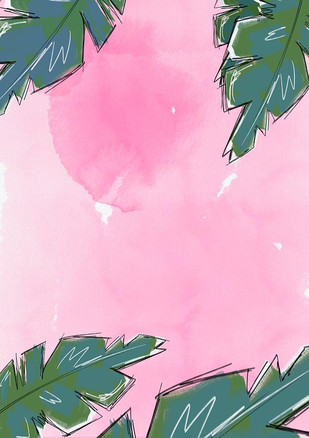 Pink And Green Tropical Abstract - Modern Art Digital Art