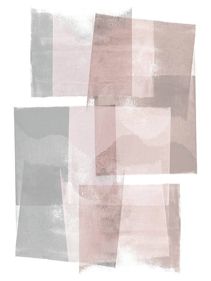 Pink and Grey Blocks Geometric Abstract Painting Painting by Janine Aykens