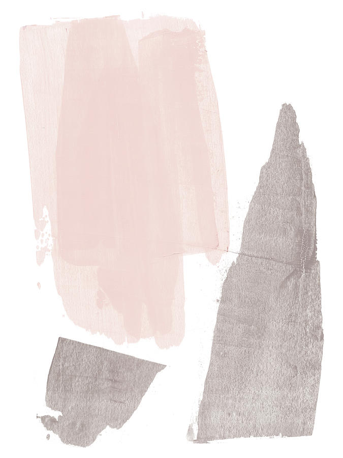 Pink and Grey Strokes Minimalist Abstract Painting Painting by Janine Aykens