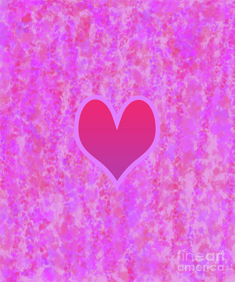 Pink and Lavender Heart Design Painting by Annette M Stevenson