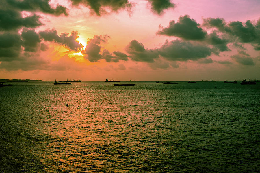 Boat Photograph - Pink and Orange Sunset by Joe Benning