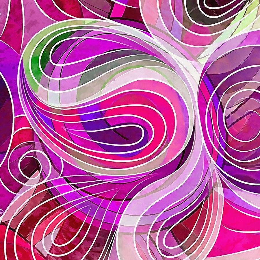 Pink and Purple Doodle With White Lines Digital Art by Taiche Acrylic ...