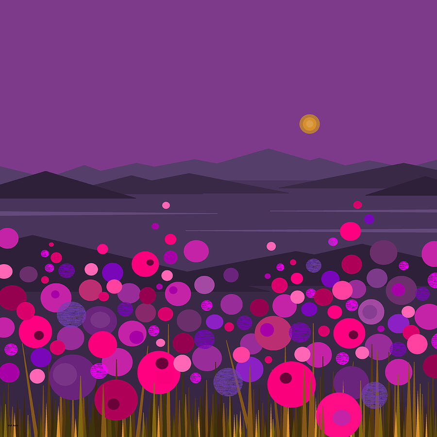 Pink and Purple Flowers Digital Art by Val Arie