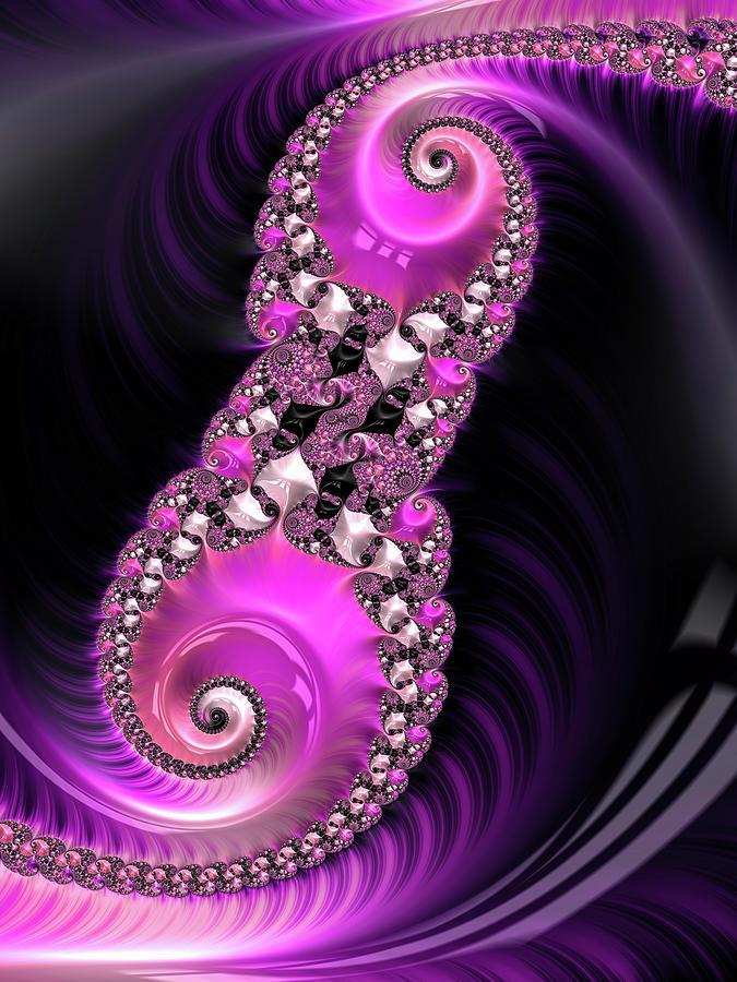 Pink and Purple Fractal Spirals and Gems Digital Art by Matthias Hauser ...