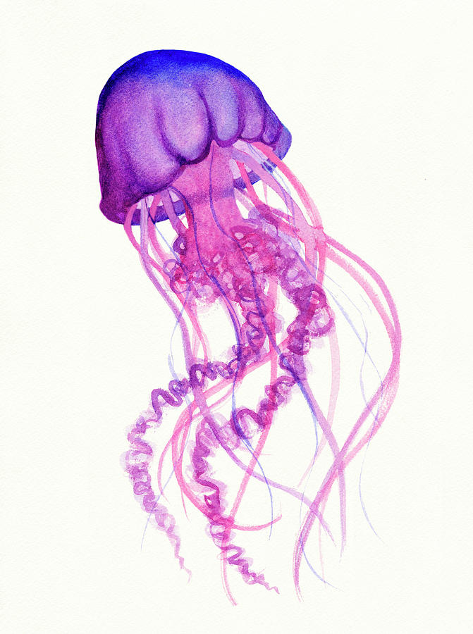 Jellyfish In Pink And Purple Painting by Deborah League