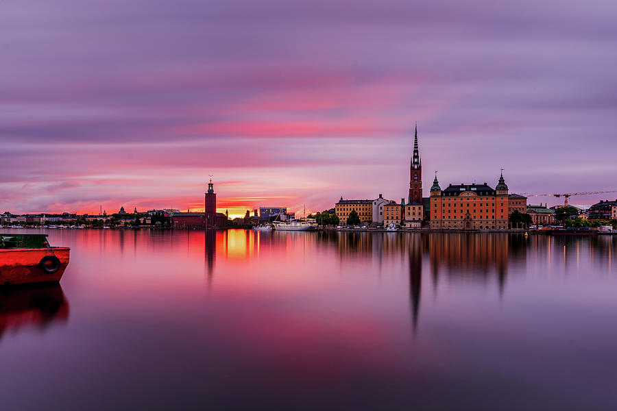 Fiery Photograph - Pink and Purple long exposure sunset over Stockholm by Dejan Kostic Fiery Photograph - Pink and Purple long exposure sunset over Stockholm by Dejan Kostic