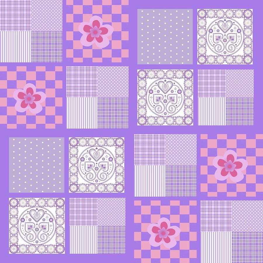 Pink and Purple Patchwork Design Digital Art by Silver Fox - Fine Art ...