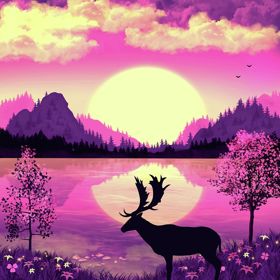 Landscape Digital Art - Pink and Purple World by Anastasiya Malakhova