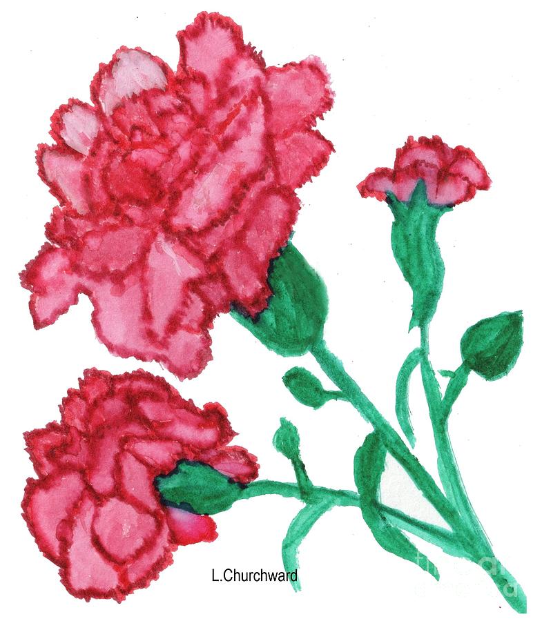 Pink and Red Carnations Painting by Lois Churchward - Fine Art America