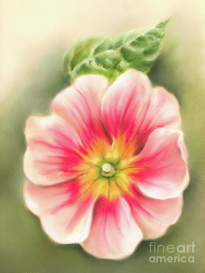 Pink and Red Primrose with Leaf Painting by MM Anderson