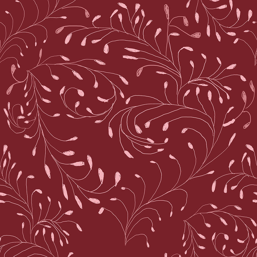 Pink and Red Zentangle Vines and Leaf Pattern Digital Art by Cindy Boyd ...