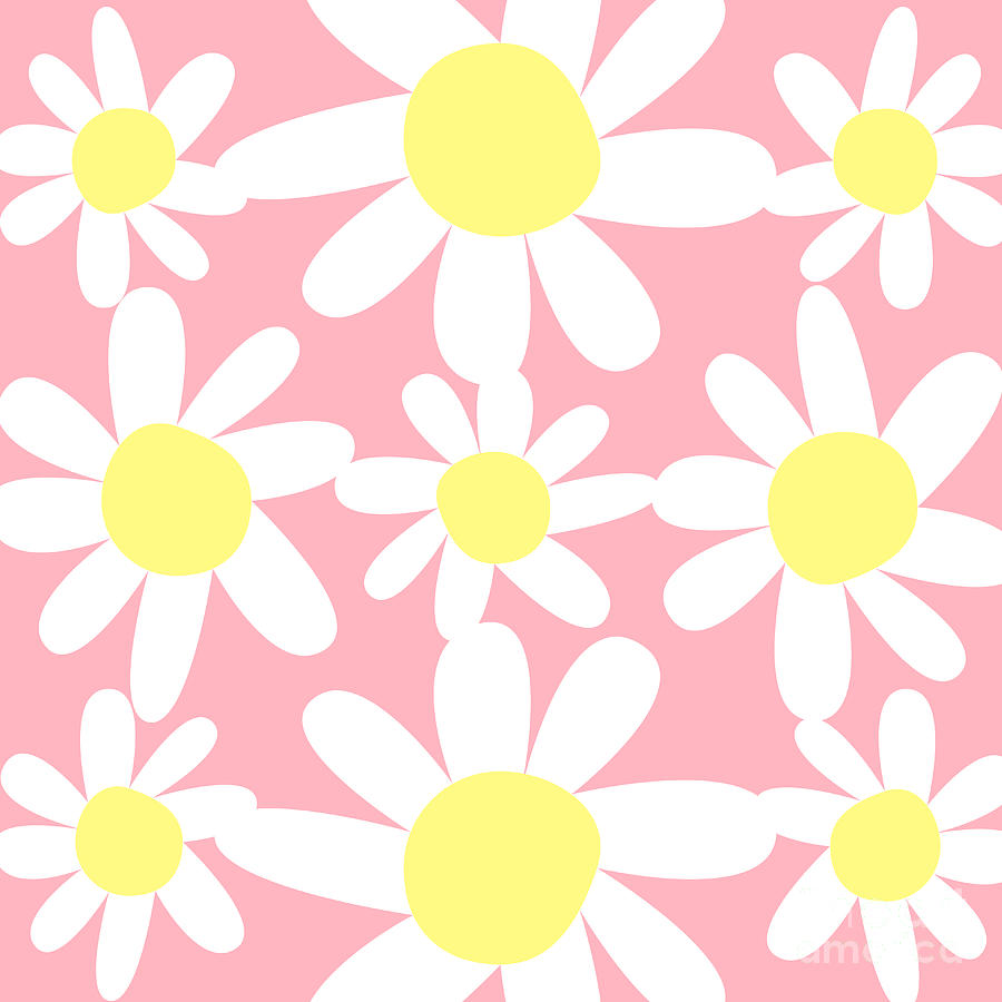 Pink and Sun Yellow Daisy Floral Pattern Design Digital Art by Christie ...