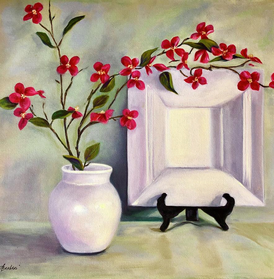 Still Life Painting - Pink And White by Anne Barberi