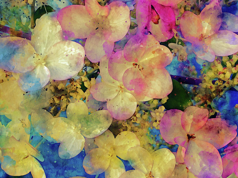 Pink and White Hydrangeas Mixed Media by Peggy Collins