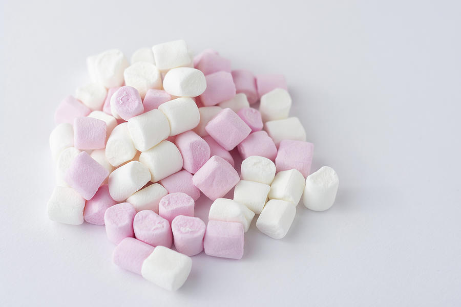 Pink and White Marshmallows Side View Photograph by Scott Lyons